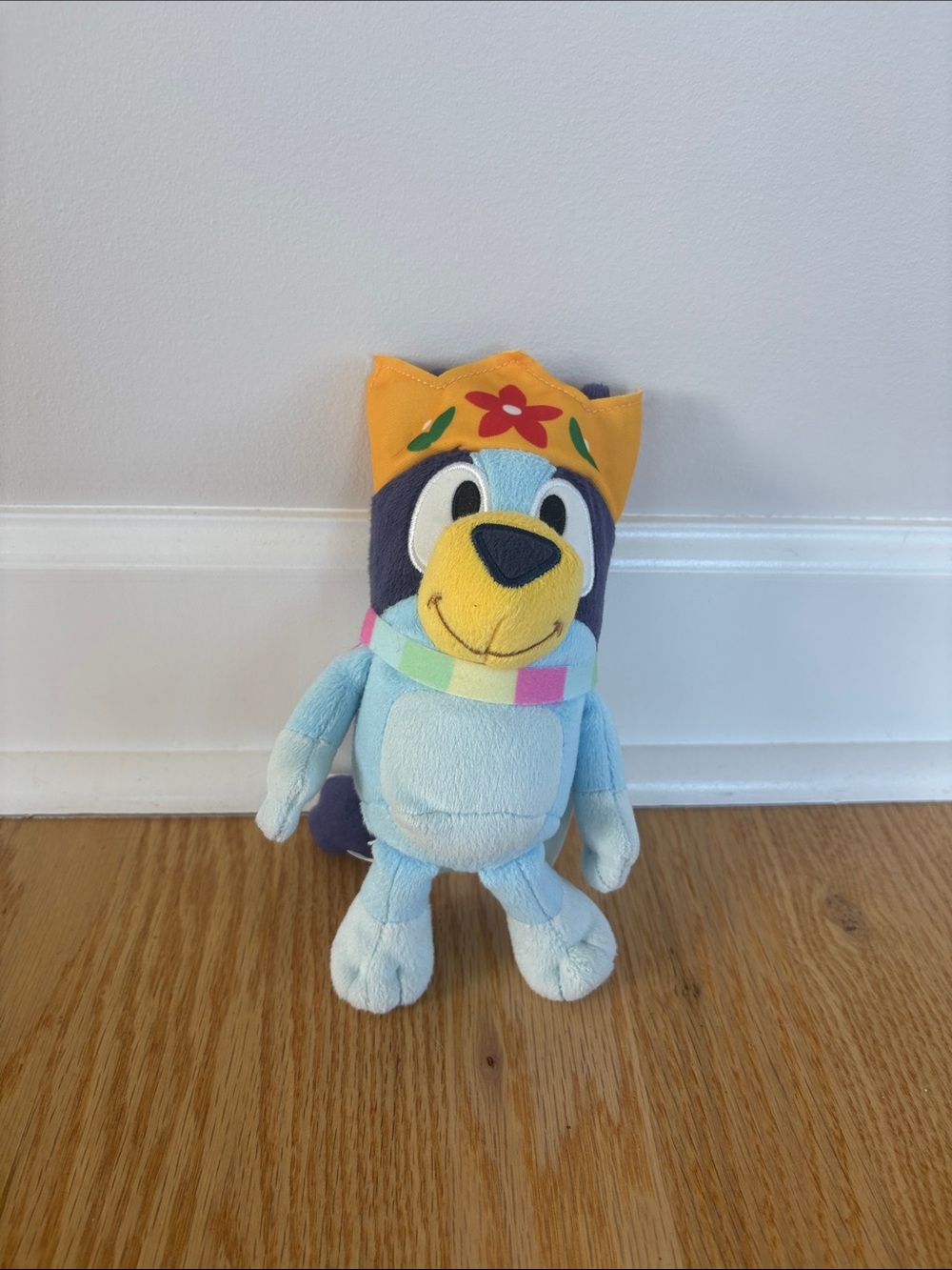 Bluey Plush with Yellow Crown and Multicolor Cape